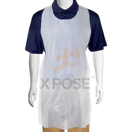 Xpose Safety Disposable Poly Aprons, Polyethylene, 48", White, 1000 PK AP100-10-X-S